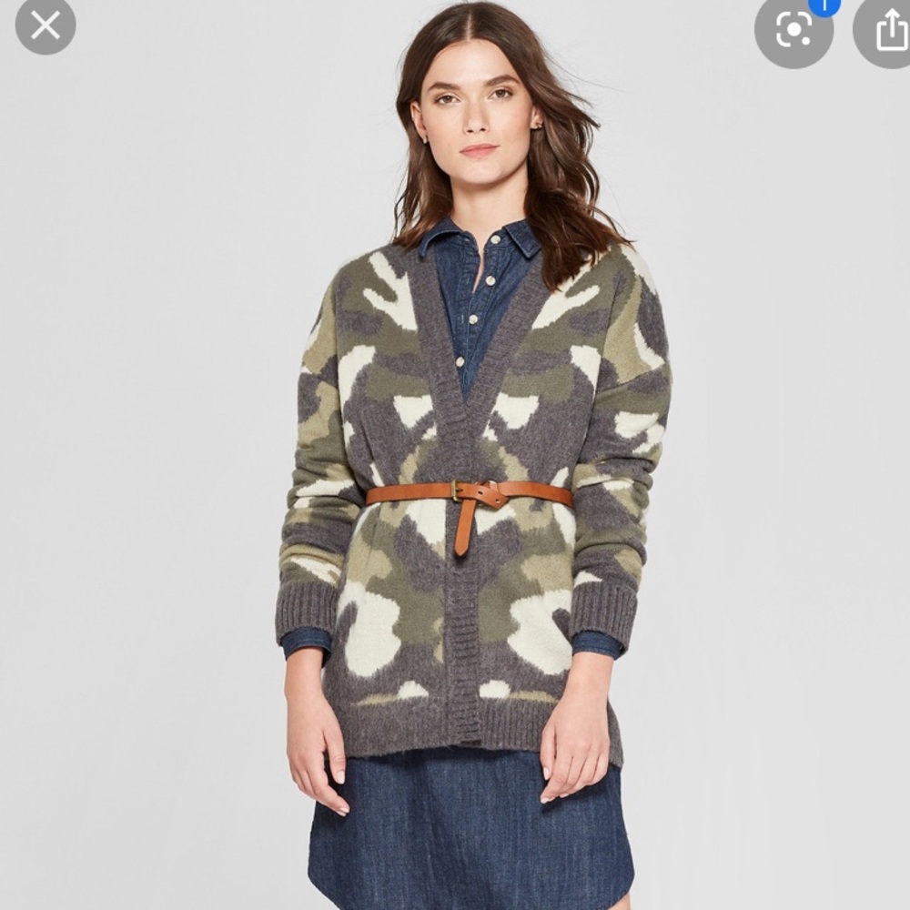 NWOT Fuzzy Camo Cardigan
